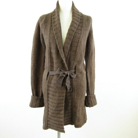 【中古】JUST IN CASE カーディガン ガウン ニット 長袖 モヘヤ 焦げ茶 36 *T471 レディース 【ベクト..