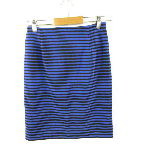 【中古】シップス SHIPS タイトスカート ミニ ボーダー ストレッチ 紫 黒 *A343 レディース 【ベクトル 古着】 230906