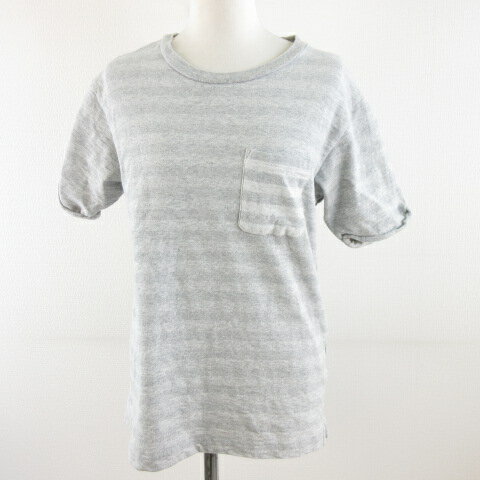 【中古】アーバンリサーチ ドアーズ URBAN RESEARCH DOORS カットソー 半袖 ボーダー グレー 38 *A363 レディース 【ベクトル 古着】 230906