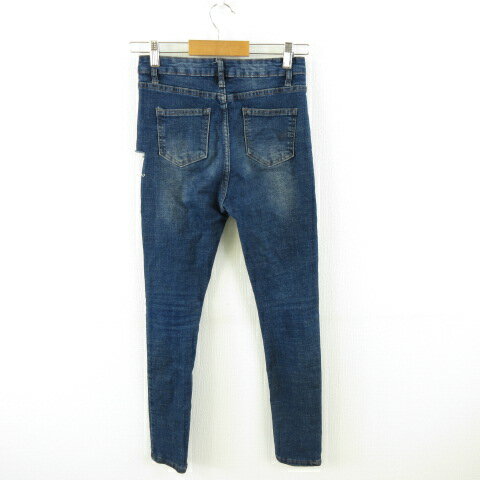 【中古】スピーガ SPIGA デニムパンツ ジーンズ ストレッチ ダメージ 紺 S *A394 レディース 【ベクトル 古着】 230908