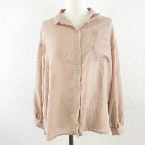 【中古】ミミトゥジュール mimi toujours シアーシャツ ブラウス 長袖 ベージュ M *A689 レディース 【..