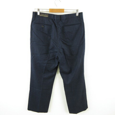 【中古】ヴィターレ バルベリス カノニコ VITALE BARBERIS CANONICO 大きいサイズ タックテーパードパンツ ロング 紺 88 *A248 メンズ 【ベクトル 古着】 231124