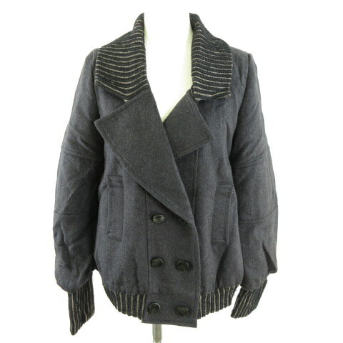 【中古】アビィ avie ショートコート ダブル 長袖 黒 2 *A325 レディース 【ベクトル 古着】 231130