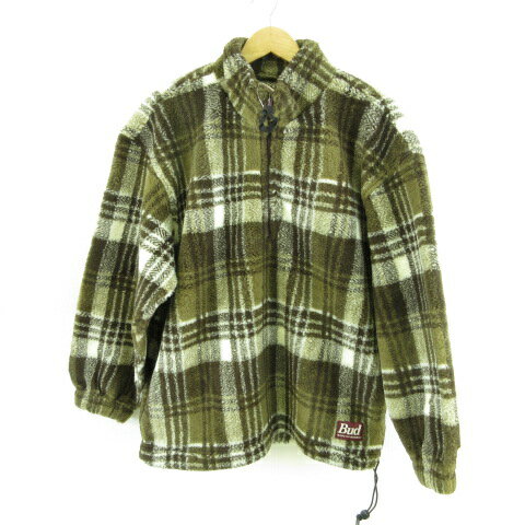 【中古】未使用品 バドワイザー Budweiser ボアトレーナー ハーフジップ チェック 茶 LL *T661 レディース 【ベクトル 古着】 231208 【中古】未使用品 バドワイザー Budweiser ボアトレーナー ハーフジップ チェック 茶 LL *T661 レディース 【ベクトル 古着】 231208