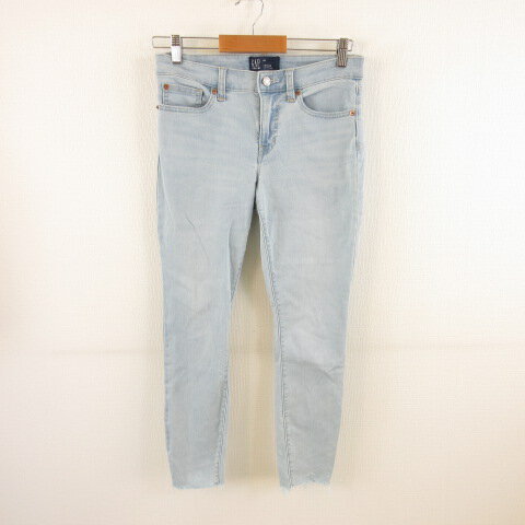 【中古】ギャップ GAP DENIM ジーンズ デニムパンツ スキニー アンクル カットオフ ストレッチ 水色 26 T669 レディース 【ベクトル 古着】 231211