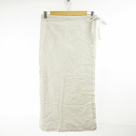 【中古】未使用品 無印良品 良品計画 巻きスカート 膝丈 ミモレ 薄手 総柄 白 グレー M *T404 レディース 【ベクトル 古着】 240216