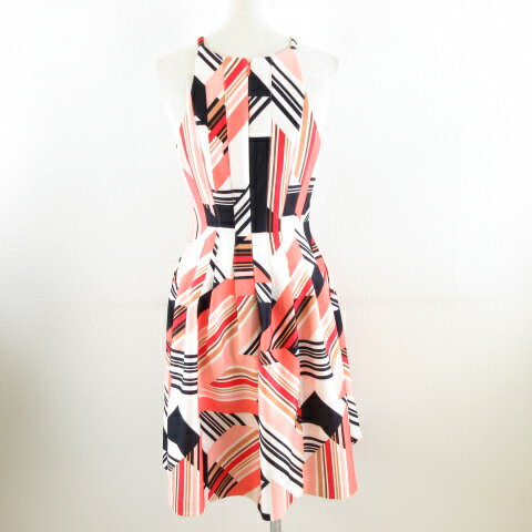 【中古】ヴィンスカムート VINCE CAMUTO キャミワンピース ミニ 総柄 ストレッチ ピンク オレンジ 6 *A584 レディース 【ベクトル 古着】 240318
