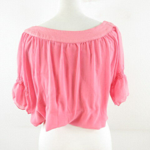【中古】パウダーシュガー POWDER SUGAR シフォンシャツ ブラウス ショート丈 半袖 ピンク *A594 レディース 【ベクトル 古着】 240318