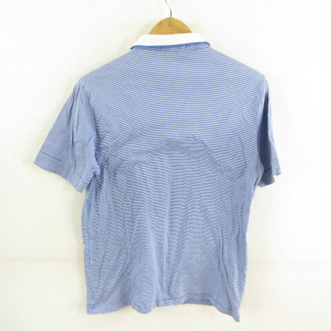 【中古】シップス SHIPS カットソー 半袖 スキッパー ボーダー 青 L *T953 メンズ 【ベクトル 古着】 240401