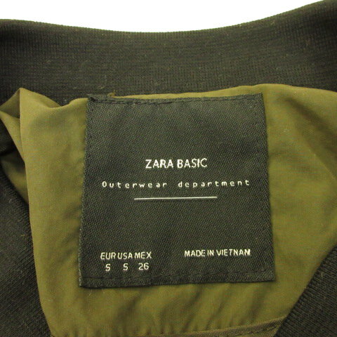 【中古】ザラ ベーシック ZARA BASIC ジャケット ブルゾン ジップアップ 長袖 カーキ S *A242 レディース 【ベクトル 古着】 240521