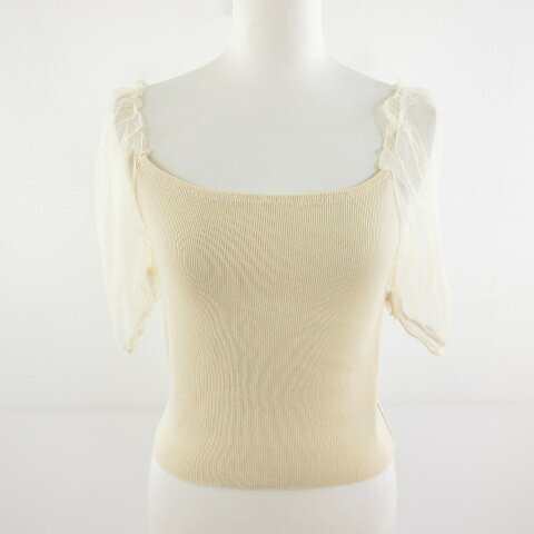 【中古】SSC ニット カットソー 半袖 ベージュ *T512 レディース 【ベクトル 古着】 240529