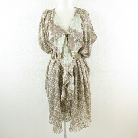 【中古】3.1 フィリップリム 3.1 phillip lim チュニック ノースリーブ 総柄 シルク 茶 2 *T896 レディース 【ベクトル 古着】 240628