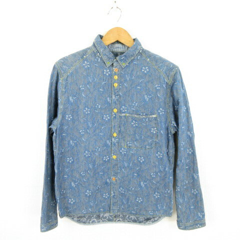 【中古】ヴォー VOO デニムシャツ 長袖 花柄 青 1 *A878 メンズ 【ベクトル 古着】 240725 【中古】ヴォー VOO デニムシャツ 長袖 花柄 青 1 *A878 メンズ 【ベクトル 古着】 240725