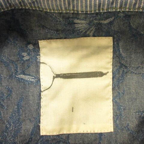 【中古】ヴォー VOO デニムシャツ 長袖 花柄 青 1 *A878 メンズ 【ベクトル 古着】 240725