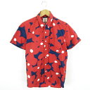 【中古】サタデーズサーフ SATURDAYS SURF NYC ボタンダウンシャツ 半袖 花柄 赤 紺 S *A978 メンズ 【ベクトル 古着】 240802