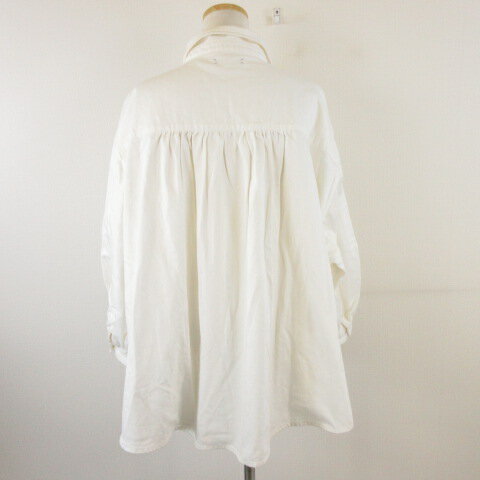 【中古】レッドチョップワークス RCW 襟付きレースアップシャツ カットソー 長袖 オーバーサイズ オフホワイト 白 38 *A102 レディース 【ベクトル 古着】 240822