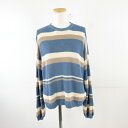 【中古】HANERU COMPANY LIMITED リブニット ボーダー 長袖 青 ベージュ M *A674 レディース 【ベクトル 古着】 241008(4)