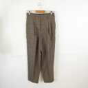 【中古】ジーユー GU タックテーパードパンツ ロング チェック 茶 L *T78 レディース 【ベクトル 古着】 241018