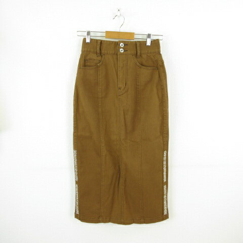 【中古】アメリエル amelier デニムスカート タイト ミモレ丈 ストレッチ 茶 F *T110 レディース 【ベクトル 古着】 241023