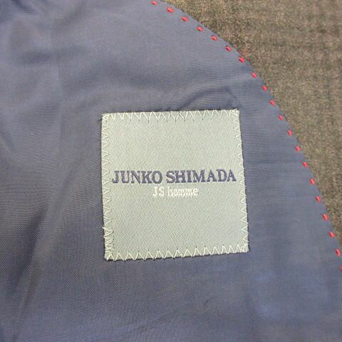 【中古】ジュンコシマダ JUNKO SHIMADA homme 小さいサイズ シングルスーツ セットアップ テーラード 長袖 チェック グレー A3 *A813 メンズ 【ベクトル 古着】 241029