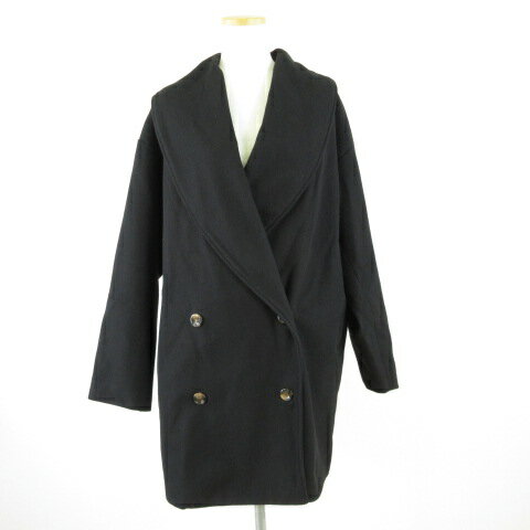 【中古】セレクトモカ SELECT MOCA ショールカラーコート 長袖 ミディ丈 黒 F *T227 レディース 【ベクトル 古着】 241104