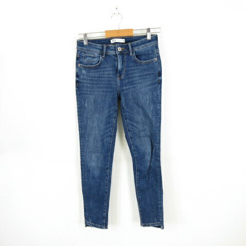 【中古】ザラ ZARA スキニーデニムパンツ ジーンズ ストレッチ 青 36 *A890 レディース 【ベクトル 古着】 241107
