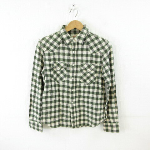 【中古】GLORY BOUND シャツ 長袖 チェック 緑 オフホワイト S *T783 メンズ 【ベクトル 古着】 241224