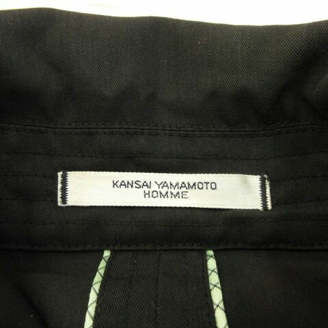 【中古】カンサイヤマモト KANSAI YAMAMOTO HOMME シャツジャケット ハーフ丈 長袖 黒 LL *A766 メンズ 【ベクトル 古着】 250205