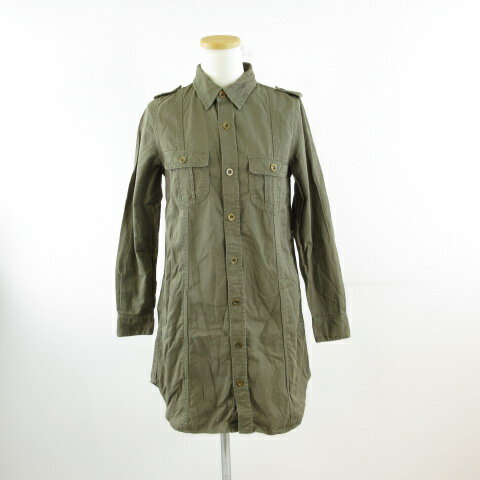 【中古】ビームスハート BEAMS HEART シャツワンピース ミニ チュニック 長袖 カーキ 緑 F *T273 レディース 【ベクトル 古着】 250211 【中古】ビームスハート BEAMS HEART シャツワンピース ミニ チュニック 長袖 カーキ 緑 F *T273 レディース 【ベクトル 古着】 250211