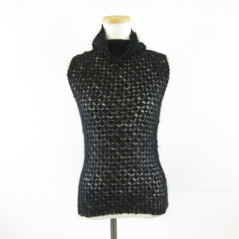 【中古】ストロベリーフィールズ STRAWBERRY-FIELDS ボトルネックニット ノースリーブ 黒 *A866 レディース 【ベクトル 古着】 250214