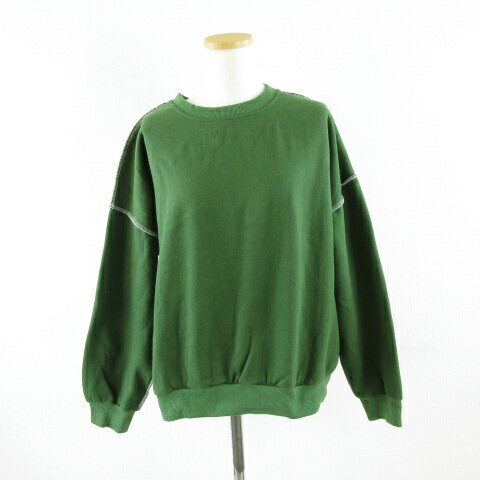 【中古】フューティアランド Futier Land トレーナー スウェット 裏起毛 長袖 緑 F *A898 レディース ..