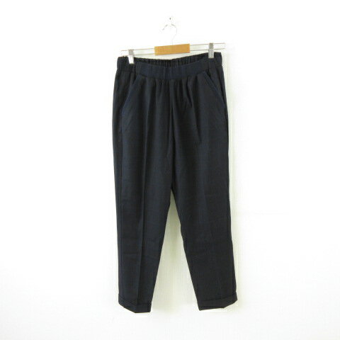 【中古】ザラ トラファルック ZARA Trafaluc テーパードパンツ ロング チェック 紺 L *A965 レディース 【ベクトル 古着】 250225