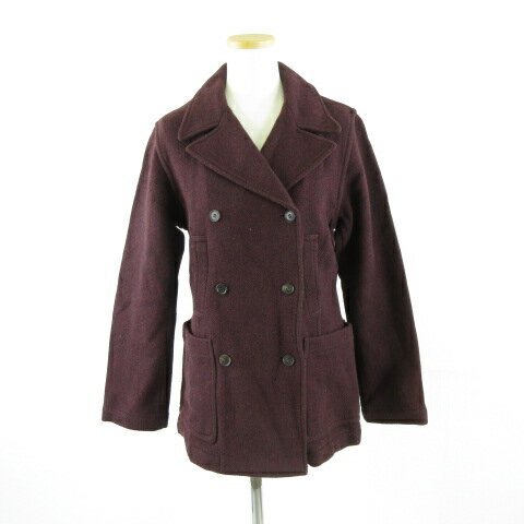 【中古】クミキョク 組曲 KUMIKYOKU Pコート ハーフ丈 長袖 ボルドー 紫 2 *A974 レディース 【ベクトル 古着】 250225(4)