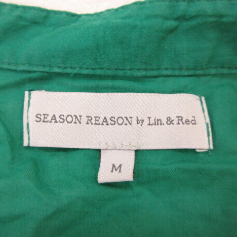 【中古】SEASON REASON by Lin.&Red シャツワンピース ミディ丈 七分袖 緑 M *T591 レディース 【ベクトル 古着】 250307