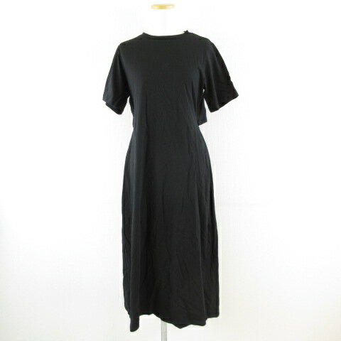 【中古】未使用品 moment+ オープンバックワンピース ロング 半袖 黒 M *T594 レディース 【ベクトル 古着】 250307