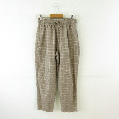 【中古】Denifits Comfort ロングパンツ テーパード チェック 茶 L *T610 レディース 【ベクトル 古着】 250310