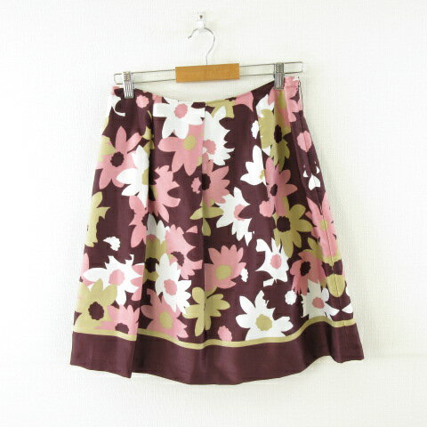 【中古】ギャラリービスコンティ GALLERY VISCONTI ひざ丈スカート フレア 花柄 紫 ピンク 3 *A293 レディース 【ベクトル 古着】 250327