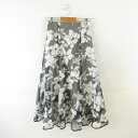 【中古】トッコ TOCCO スカート ミモレ丈 フレア 花柄 バックレースアップ 黒 M *T977 レディース 【ベクトル 古着】 250407(4)
