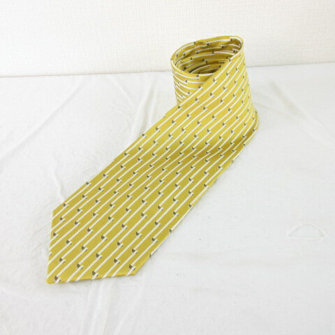 【中古】未使用品 かがわ物産館栗林庵 ネクタイ シルク うどん柄 黄 *A669 メンズ 【ベクトル 古着】 2..