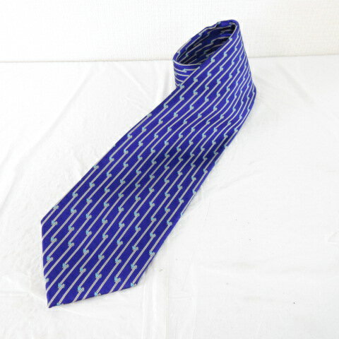 【中古】未使用品 かがわ物産館栗林庵 ネクタイ シルク うどん柄 青 *A671 メンズ 【ベクトル 古着】 2..