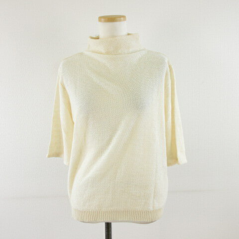 【中古】ハレルヤ サマーニット リネン混 七分袖 アイボリー *A708 レディース 【ベクトル 古着】 250501