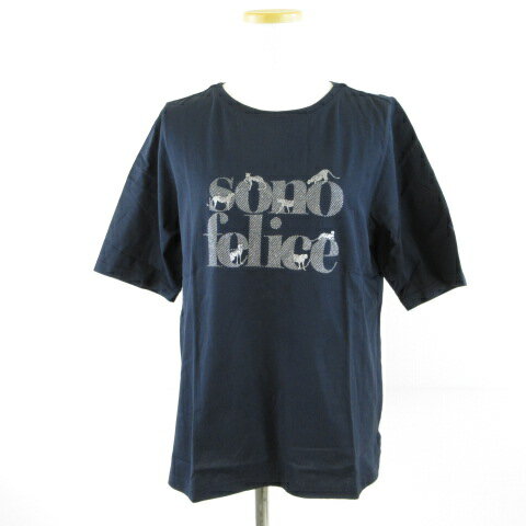 【中古】エヴェックス バイ クリツィア EVEX by KRIZIA カットソー Tシャツ 五分袖 プリント 42 *T319 レディース 【ベクトル 古着】 250502(4)