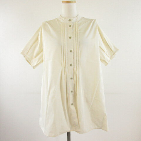 【中古】ショコラフィネローブ chocol raffine robe フロントピンタックチュニック シャツ 半袖 オフホワイト 白 F *T464 レディース 【ベクトル 古着】 250519