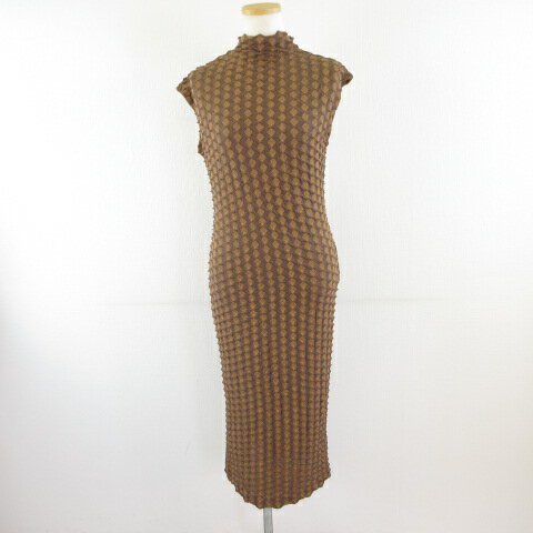 【中古】未使用品 ザラ ZARA ワンピース ミディ丈 ノースリーブ タイト ストレッチ 茶 M *T492 レディース 【ベクトル 古着】 250520