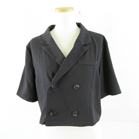 【中古】リリヤーノ RIRIYANO テーラードジャケット ショート丈 半袖 チャコールグレー L *A990 レディース 【ベクトル 古着】 250527