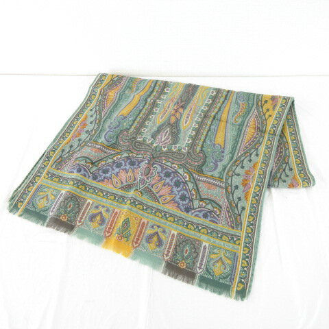 【中古】エトロ ETRO ストール ショール ペイズリー柄 緑 黄 *A995 レディース 【ベクトル 古着】 250527