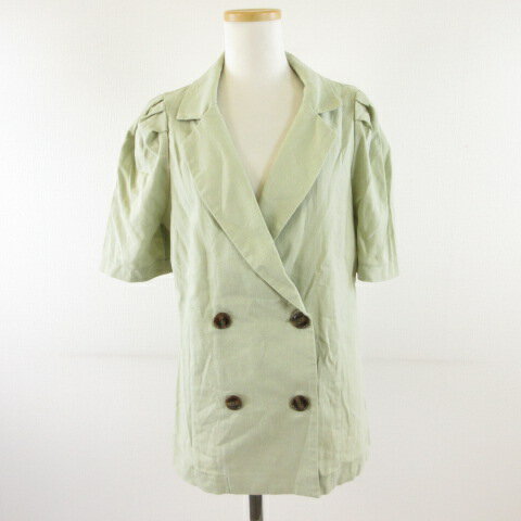 【中古】ワンアフター アナザー ナイスクラップ one after another NICE CLAUP ジャケット 半袖 緑 F *T654 レディース 【ベクトル 古着】 250708