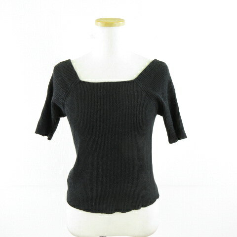 【中古】ロイヤルパーティー ROYAL PARTY リブニット 半袖 ラメ 黒 F *A714 レディース 【ベクトル 古..