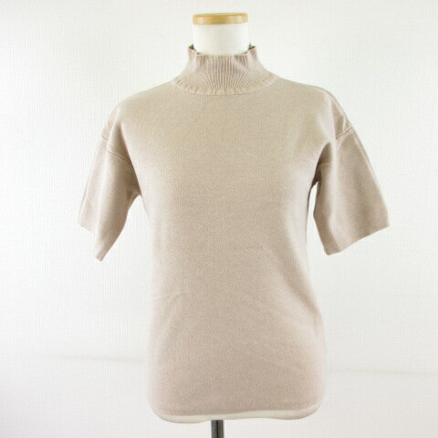 【中古】ブージュルード Bou Jeloud ニット セーター 半袖 ハイネック ベージュ F *T994 レディース 【..