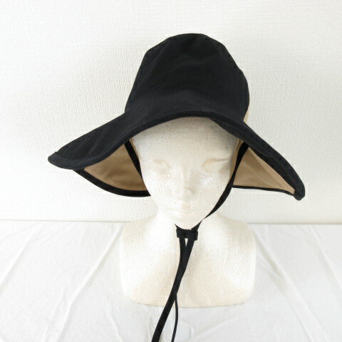 【中古】ツユミ TSUYUMI デュアルコットンドリルハット 帽子 黒 ベージュ M *A970 レディース 【ベクト..